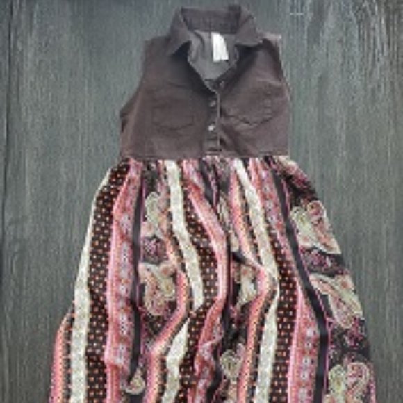 2 Dye 4 girls boho dress, paisley brown/white/pink, size 10 - Picture 1 of 2